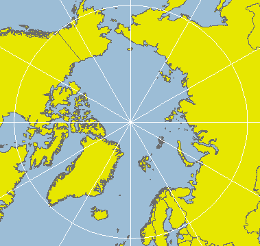 North pole, Azimuthal Equidistant