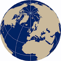 Orthographic map projection in oblique aspect