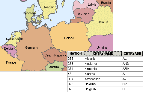 Map of Europe with country labels