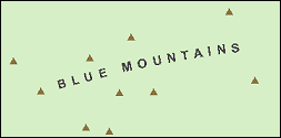 Map showing a mountain range name added as annotation